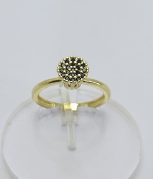 Anel Chuveirinho 7MM  Zircônias Negras Banhado a Ouro 18K