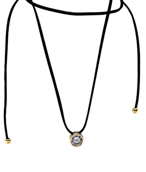 Gargantilha Couro Ponto de Luz Banhada a Ouro 18K