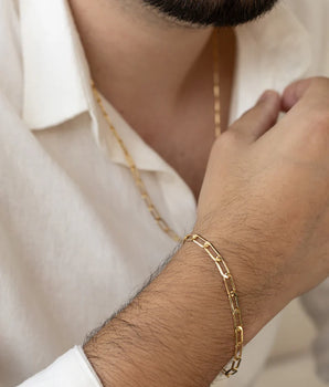 PULSEIRA MASC GRUMET LONGO BANHADO A OURO 18K