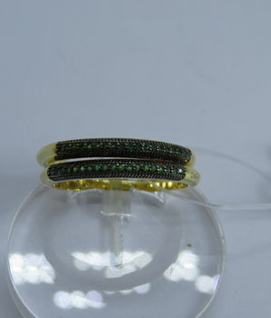 Anel bananinha 1 Fileira Zirconias Verde Banhado a Ouro 18K