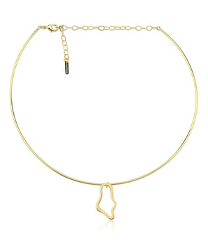 Choker rígida pingente orgânico banhado a ouro 18k