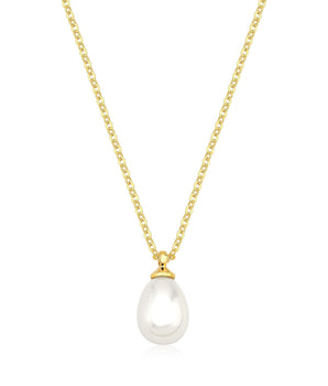 Colar mini elos pérola shell banhado a ouro 18k