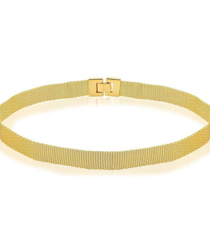 Choker malha luxo 5mm banhado a ouro 18k