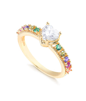 AANEL SOLITÁRIO HEART BANHADO A OURO 18 K
