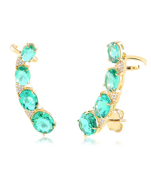 BRINCO EAR CUFF TURMALINA BANHADO A OURO 18K