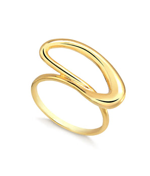 ANEL VAZADO ORGÂNICO BANHADO A OURO 18K