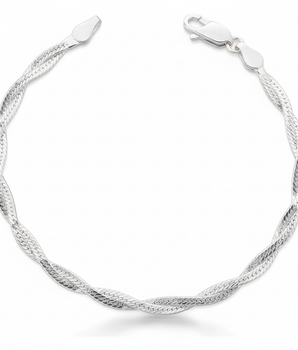 Pulseira Malha Trançada 2 Fios Prata 925