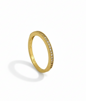 ANEL APARADOR FILETE CRAVEJADO BANHADO A OURO 18K