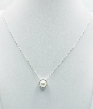 Colar Pérola Cravejada Clássica Prata 925