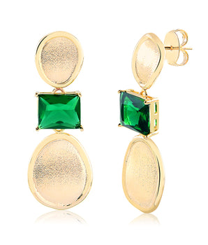 BRINCO ART DÉCO ESMERALDA BANHADO A OURO 18K