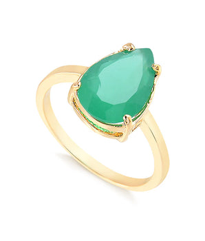 ANEL GOTA ESMERALDA FUSION BANHADO A OURO 18 K