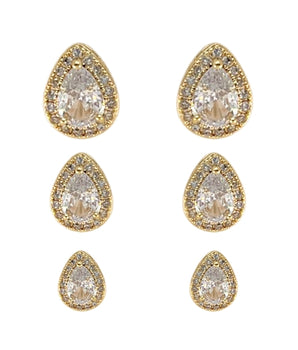 KIT DE BRINCOS GOTA ZIRCÔNIA CRAVEJADA