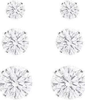 KIT DE BRINCOS - PONTO DE LUZ ZIRCÔNIA CRISTAL 3/5/8 MM - PRATA 925