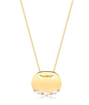 COLAR PLACA OVAL ABAULADA TRÊS NAVETES 45 CM