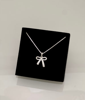 Colar Prata 925 Laço Cravejado