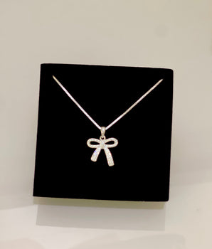 Colar Prata 925 Laço Cravejado