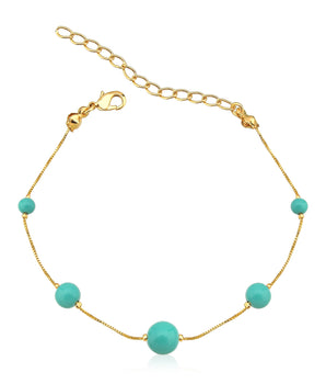 Pulseira veneziana summer esferas turquesa banhada a ouro 18k