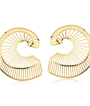 Brinco Hera Aspiral Vazado Banhado a ouro 18k