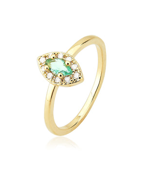 Anel navete rubi Cravejado banhando a ouro 18k