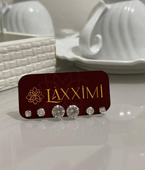 KIT DE BRINCOS - PONTO DE LUZ ZIRCÔNIA CRISTAL 3/5/8 MM - PRATA 925